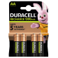 Pile rechargeable Duracell 4x AA 1300mAh Plus