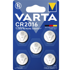 Pile bouton Varta CR2016 lithium blister 5 pièces