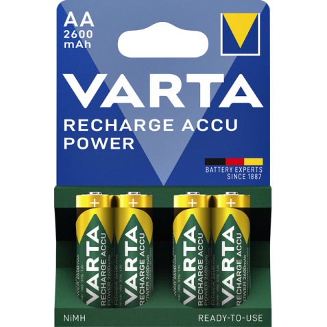 Batterij oplaadbaar Varta 4xAA 2600mAh ready2use