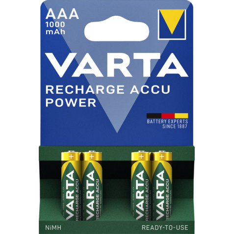 Batterij oplaadbaar Varta 4xAAA 1000mAh ready2use