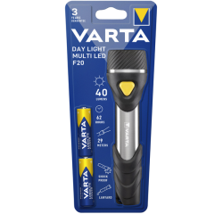 Varta day light multi led f20 black, silver, yellow hand flashlight