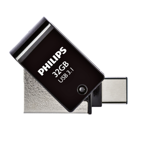 Clé USB 2-en1 3.1 et USB-C Philips Midnight Black 32Go
