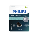 Clé USB 3.1 Philips 2-en-1 USB-A 32Go noir