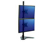 Fellowes Seasa Dual Vertical Monitor Arm on Black Stand