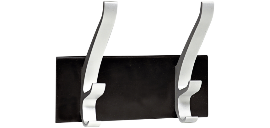 Unilux Cypres Coat Hook, 2 Metallic Gray Hooks