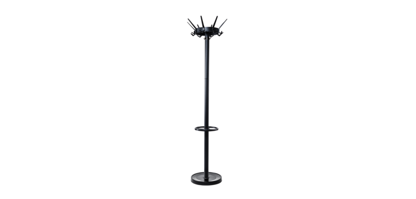 Freestanding coat rack MAULcaligo 175cm 32 hooks black RAL 9004