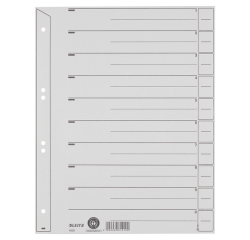 Divider Leitz 1650 cardboard 200g A4 4 perforations grey