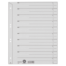 Divider Leitz 1650 cardboard 200g A4 4 perforations grey