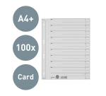 Registern Leitz 1650 Karton 200g A4 4 perforiert Grau