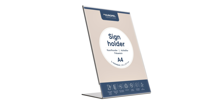 Europel A4 Portrait Acrylic Table Display Stand