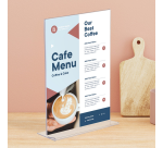 Présentoir de table Europel en T A4 portrait acryl