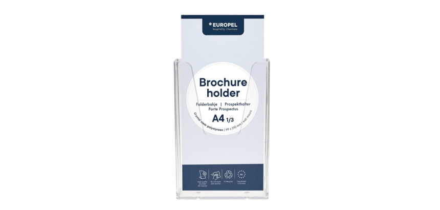 Wall-mounted brochure holder 1 pocket for 1/3 A4 format, transparent