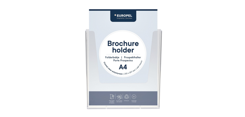 Wall-mounted brochure holder Europel A4 transparent
