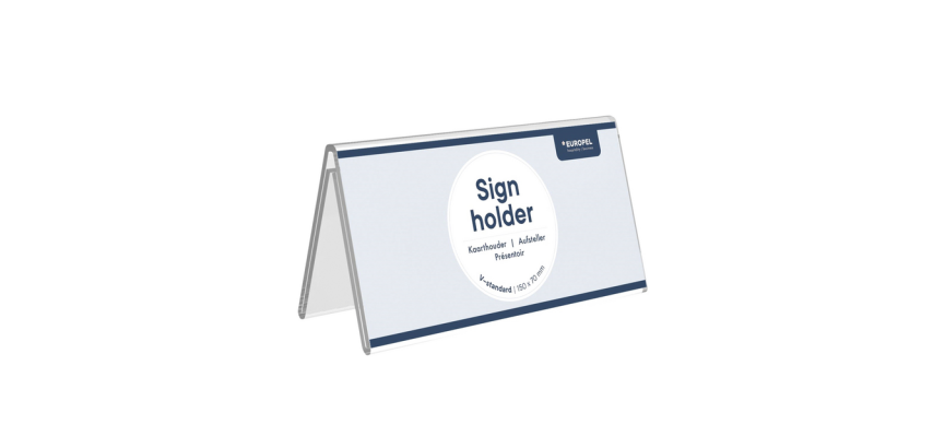 V-shaped Europel table name holder 150x70mm acrylic