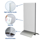 Kaarthouder Europel T-standaard A5 staand acryl / aluminium