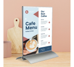 Kaarthouder Europel T-standaard A4 staand acryl / aluminium