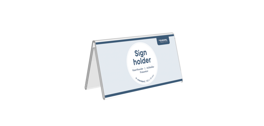 Europel V-shaped table name holder 210x100mm acrylic