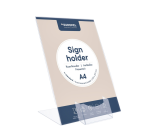 Présentoir de table Europel support L A4 portrait acrylique avec bac cartes de visite