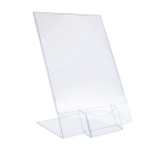 Présentoir de table Europel support L A4 portrait acrylique avec bac cartes de visite