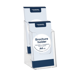 Porte-brochures Europel 2 compartiments 1/3 A4 transparent