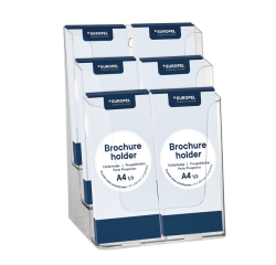 Porte-brochures Europel 6 compartiments 1/3 A4 transparent