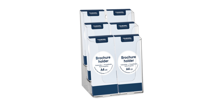 Europel brochure holder 6 compartments 1/3 A4 transparent