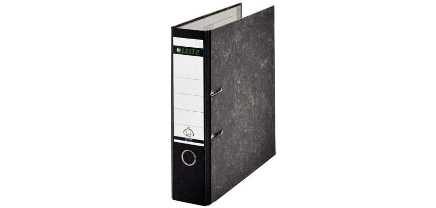 Leitz Lever Arch File 1082 180° Folio 80mm Black Cardboard