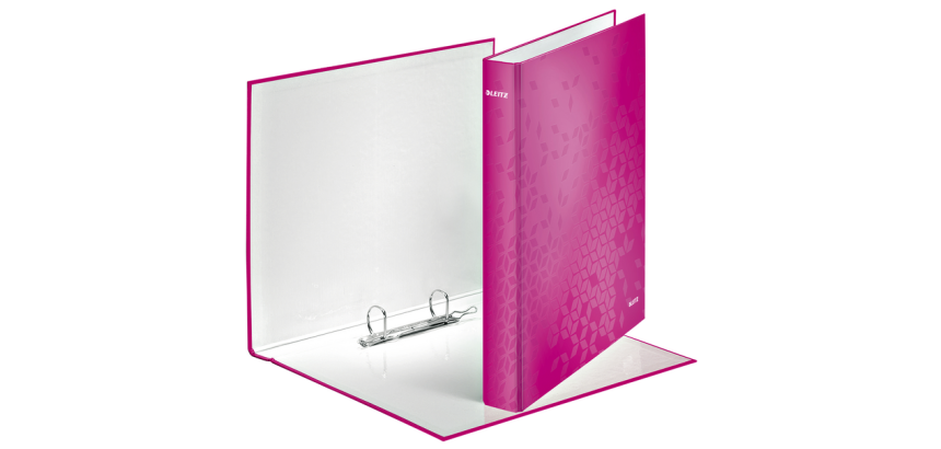 Classeur Leitz WOW A4 maxi 2 anneaux méc-D 25mm rose