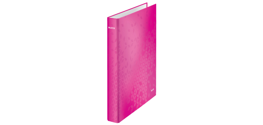 Classeur Leitz WOW A4 maxi 4 anneaux méc-D 25mm rose