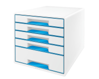 Module tiroirs Leitz WOW 5 tiroirs blanc/bleu