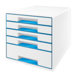 Module tiroirs Leitz WOW 5 tiroirs blanc/bleu