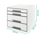 Ladenblok Leitz WOW CUBE A4 maxi 4 laden wit/grijs