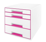 Leitz WOW drawer module 4 drawers white/pink