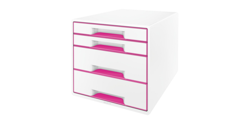 Leitz WOW drawer module 4 drawers white/pink
