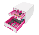 Leitz WOW drawer module 4 drawers white/pink