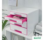 Leitz WOW drawer module 4 drawers white/pink