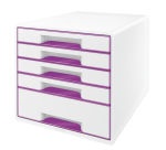Module tiroirs Leitz WOW 5 tiroirs blanc/violet
