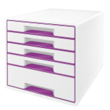 Module tiroirs Leitz WOW 5 tiroirs blanc/violet