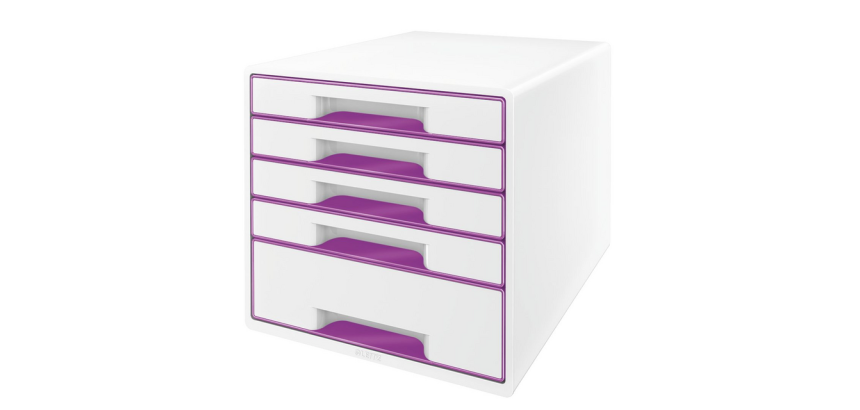Module tiroirs Leitz WOW 5 tiroirs blanc/violet