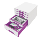 Module tiroirs Leitz WOW 5 tiroirs blanc/violet