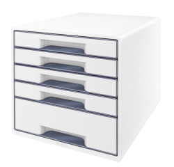Module tiroirs Leitz WOW Cube  A4 maxi 5 tiroirs blanc/gris