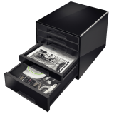 Leitz Dual Black drawer unit with 5 drawers, black
