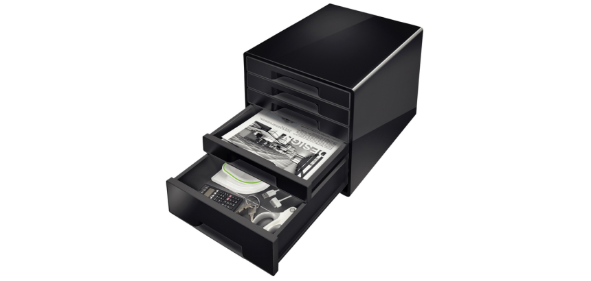 Leitz Dual Black drawer unit with 5 drawers, black
