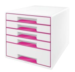 Module tiroirs Leitz WOW 5 tiroirs blanc/rose