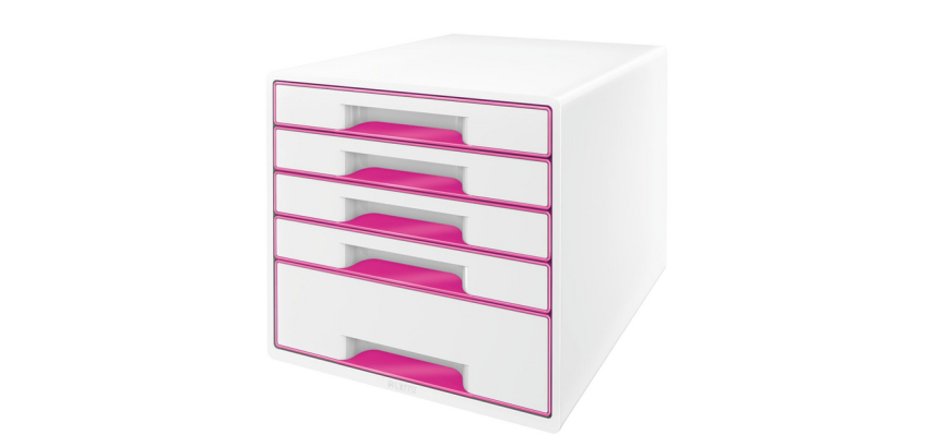 Ladenblok Leitz WOW 5 laden wit/roze