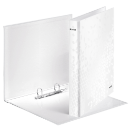 Classeur Leitz WOW A4 Maxi 2 anneaux méc-D 25mm blanc