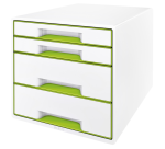 Leitz WOW Cube File Block 4 Drawers White/Green