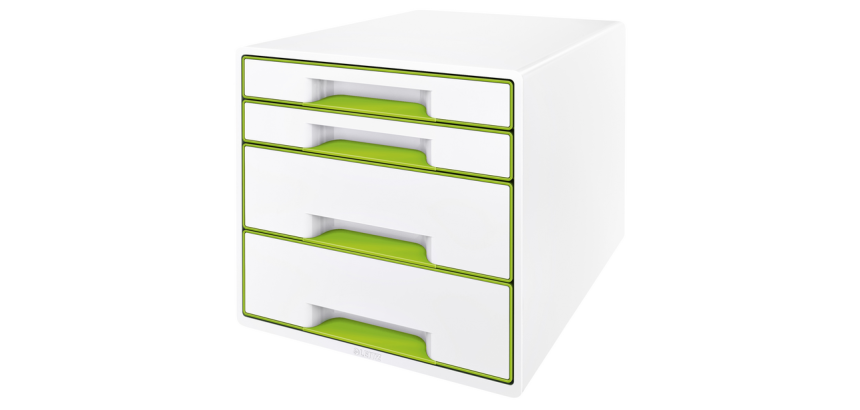 Leitz WOW Cube File Block 4 Drawers White/Green