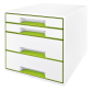 Bloc de classement Leitz WOW Cube 4 tiroirs blanc/vert