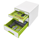 Leitz WOW Cube File Block 4 Drawers White/Green